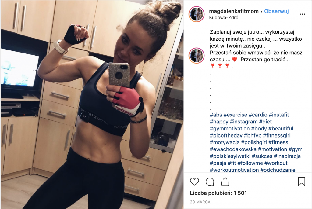 Magda - wpis instagram po treningu z Ewą Chodakowską
